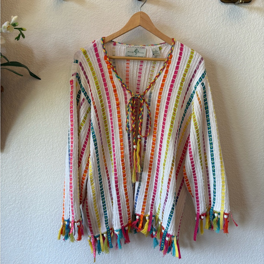Vintage Colorful Fringe Tie Top
